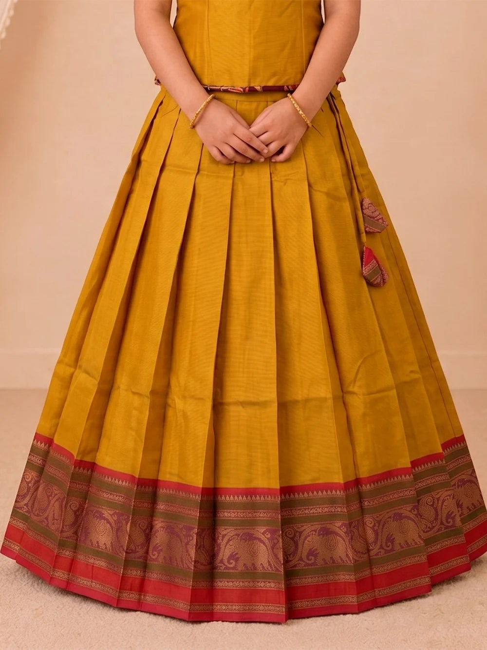 Ramyyam Girls Cotton Mustard Pavadai Set GPS53
