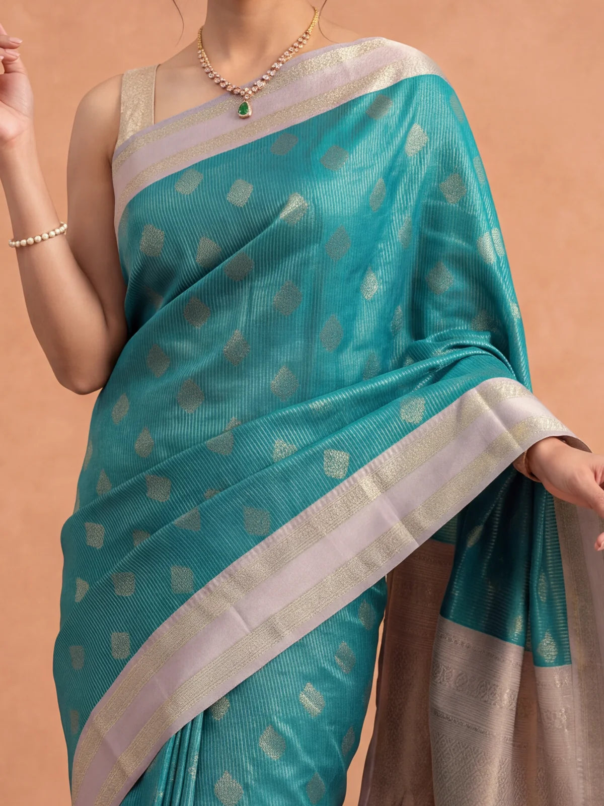Ramyyam Women Art Silk Green with Lavender Saree ASS151