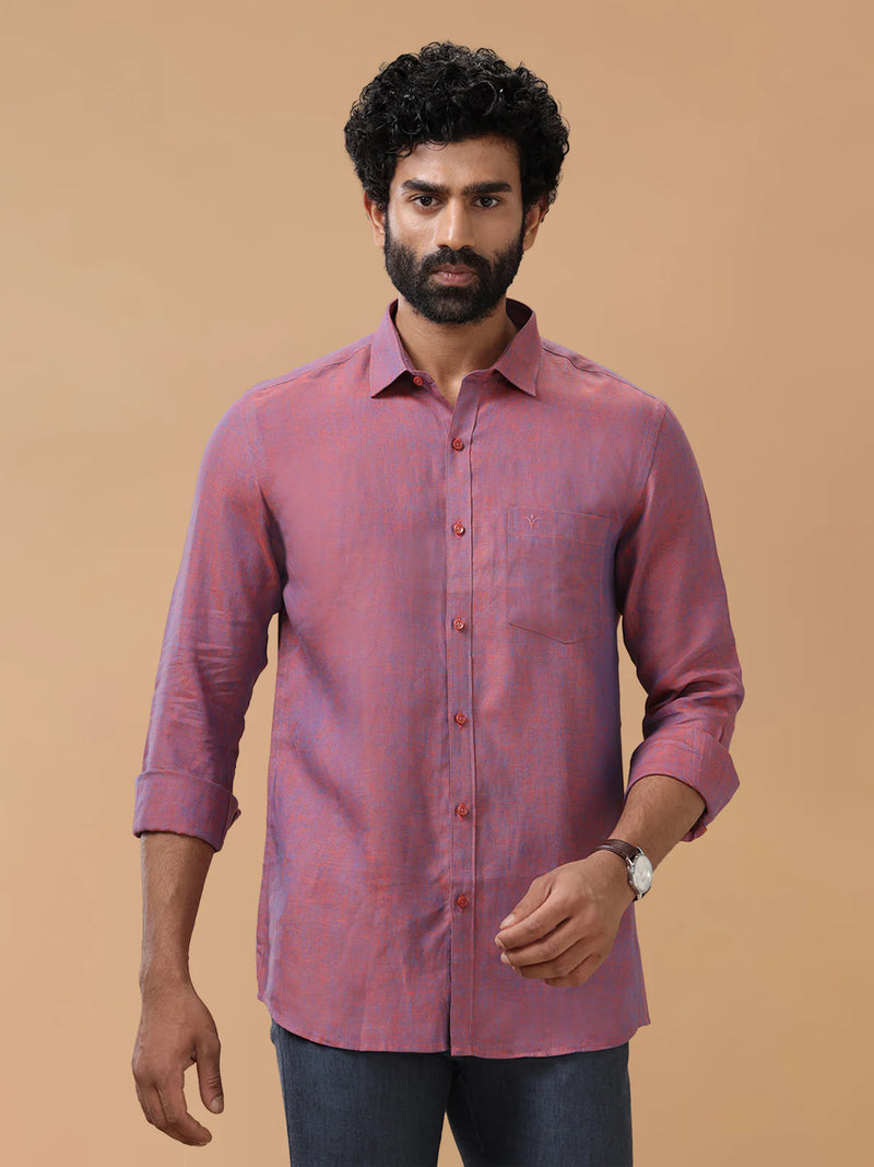 Ramraj Pure Linen Blue Orange Smart Fit Shirt L75