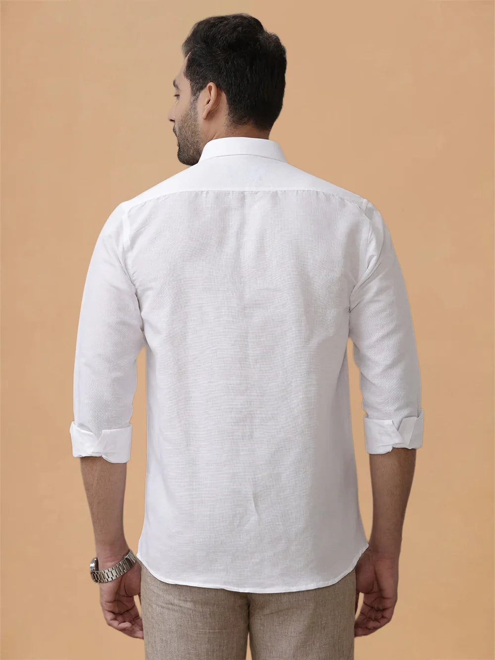 Ramraj Linen Cotton White Shirt – Linen Park 7447 | Smart Fit