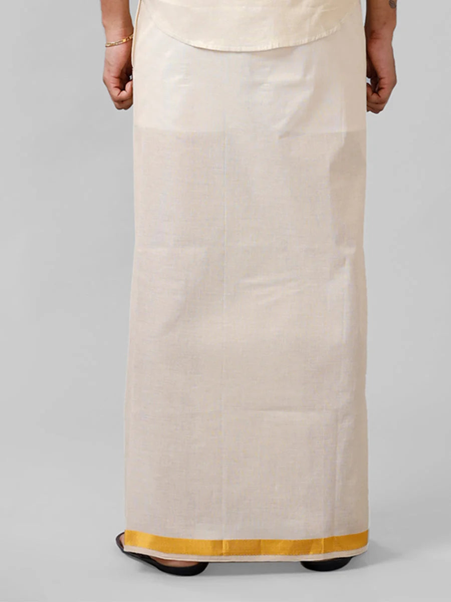 Ramraj Single Layer Tissue Readymade Gold Dhoti with Jari Border - Viceroy