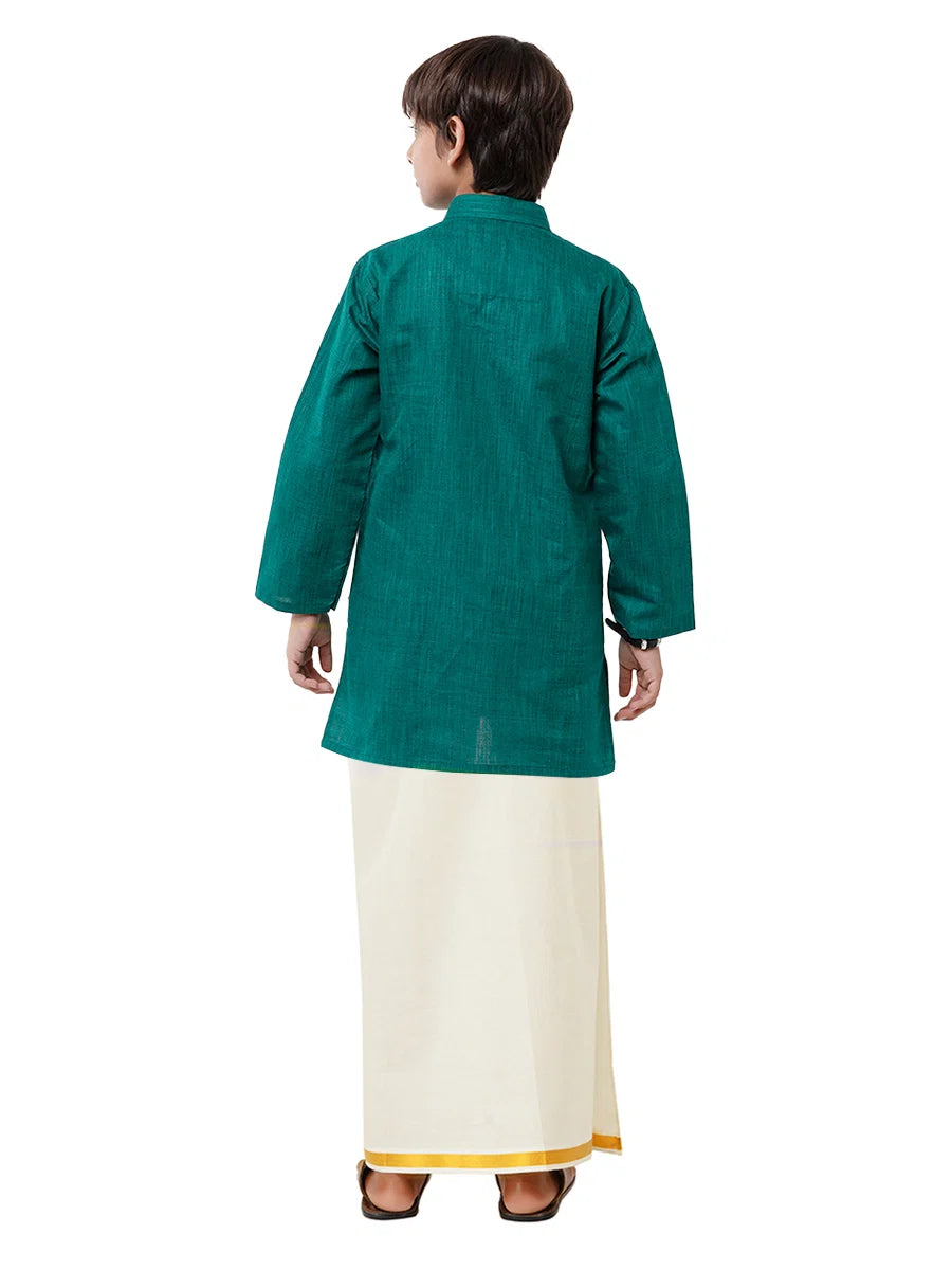 Ramraj Boys Fantastic Kurta & Cream Dhoti Set Green FS5