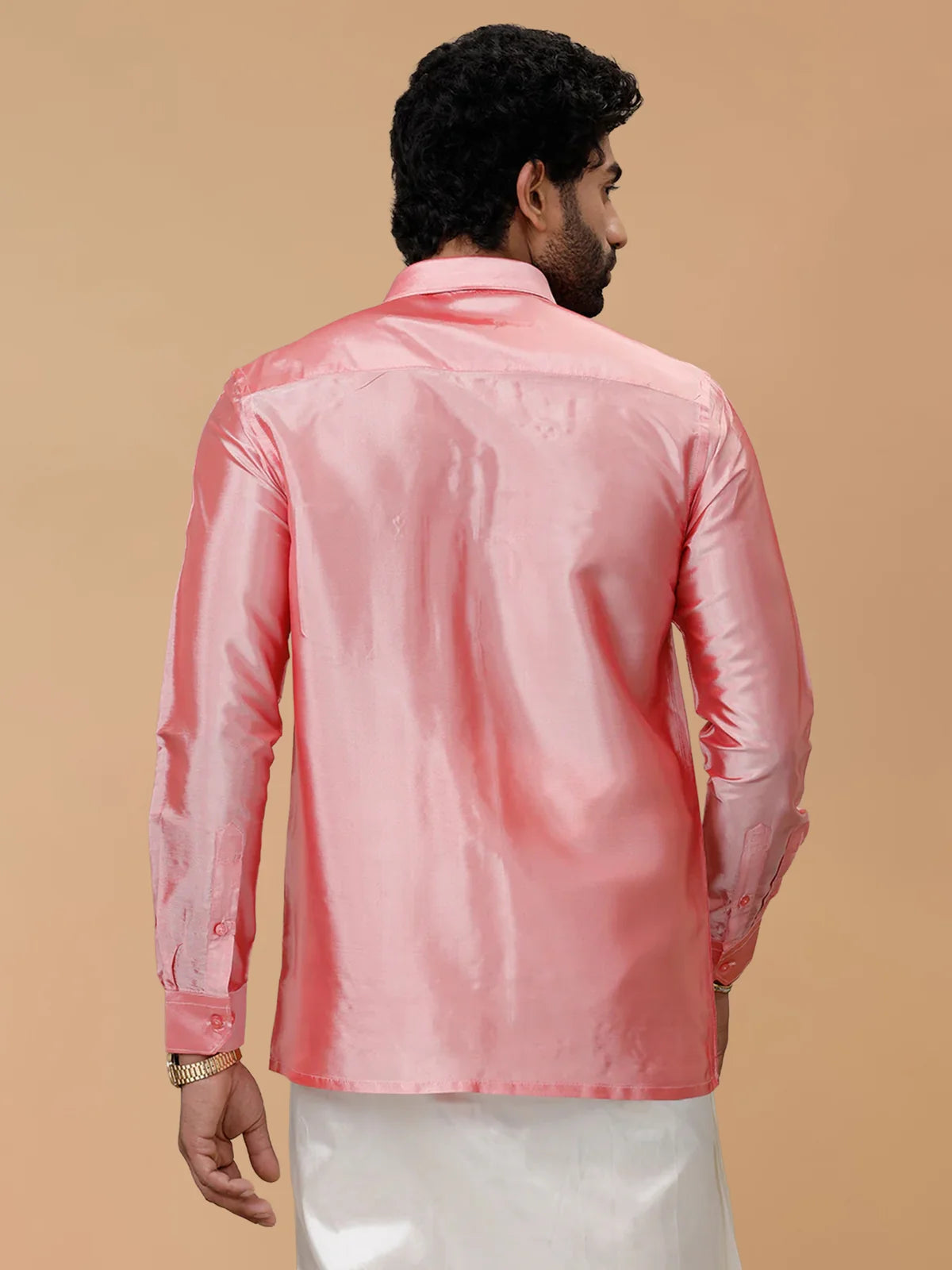 Ramraj Silk Feel Pink Shirt - Regular Fit