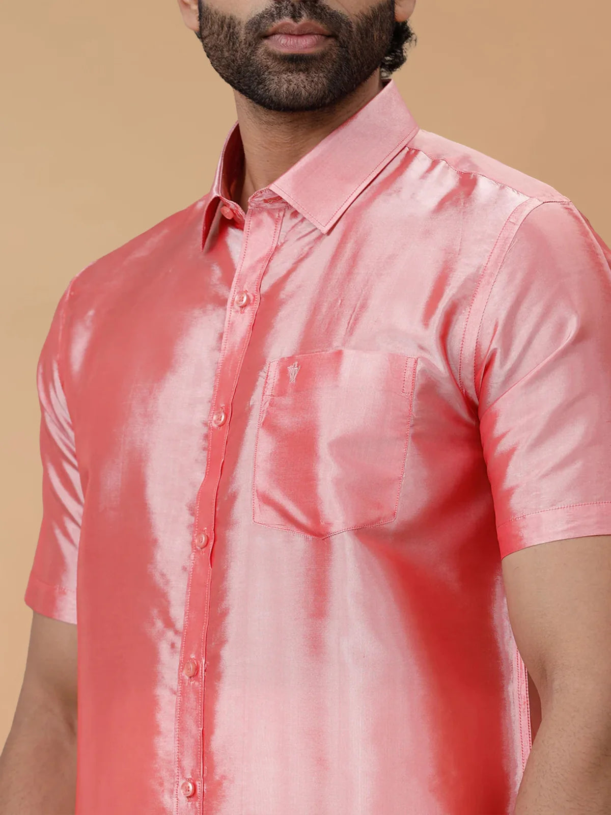 Ramraj Silk Feel Pink Shirt - Regular Fit