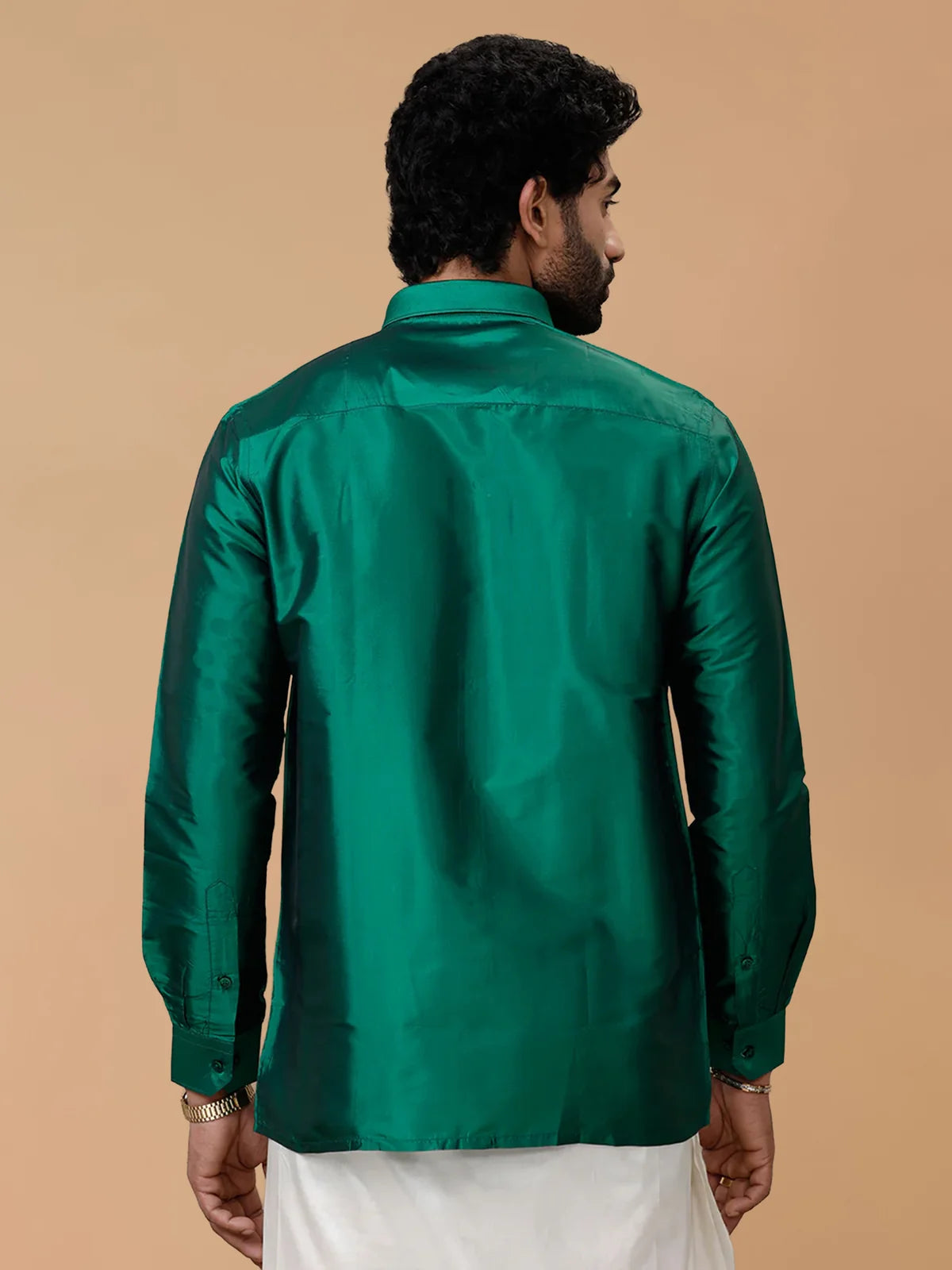 Ramraj Silk Feel Dark Green Shirt - Regular Fit