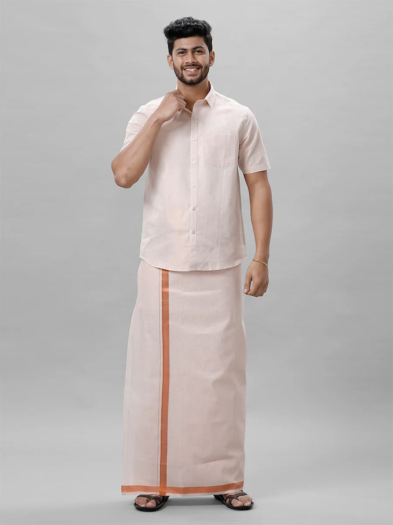Ramraj Single Layer Tissue Readymade Copper Dhoti with Jari Border Viceroy