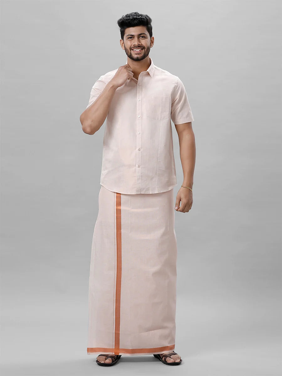 Ramraj Single Layer Tissue Readymade Copper Dhoti with Jari Border Viceroy