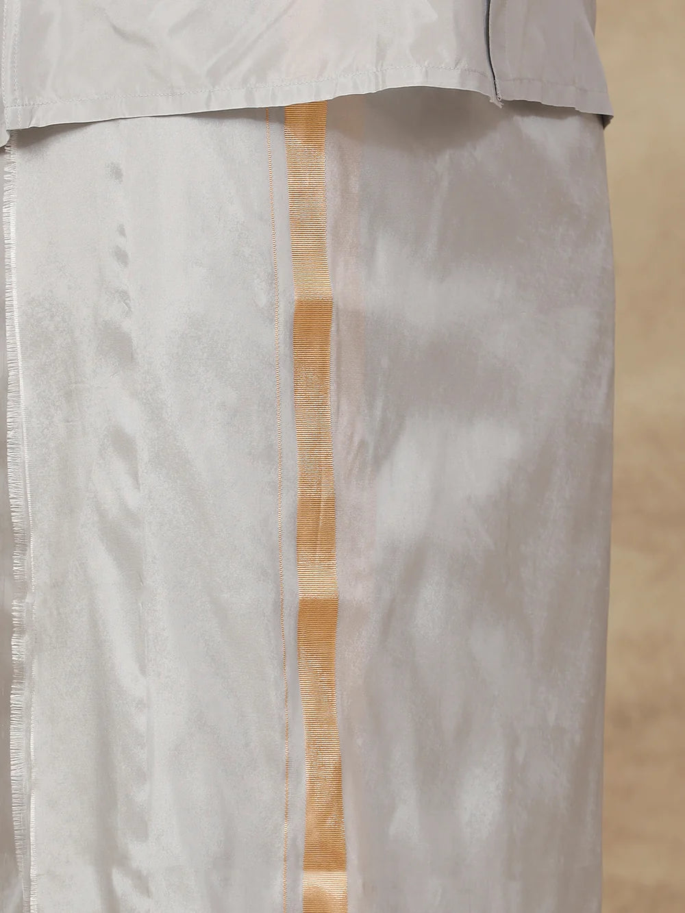 Ramraj Art Silk Silver Grey Shirt with Dhoti & Towel Set