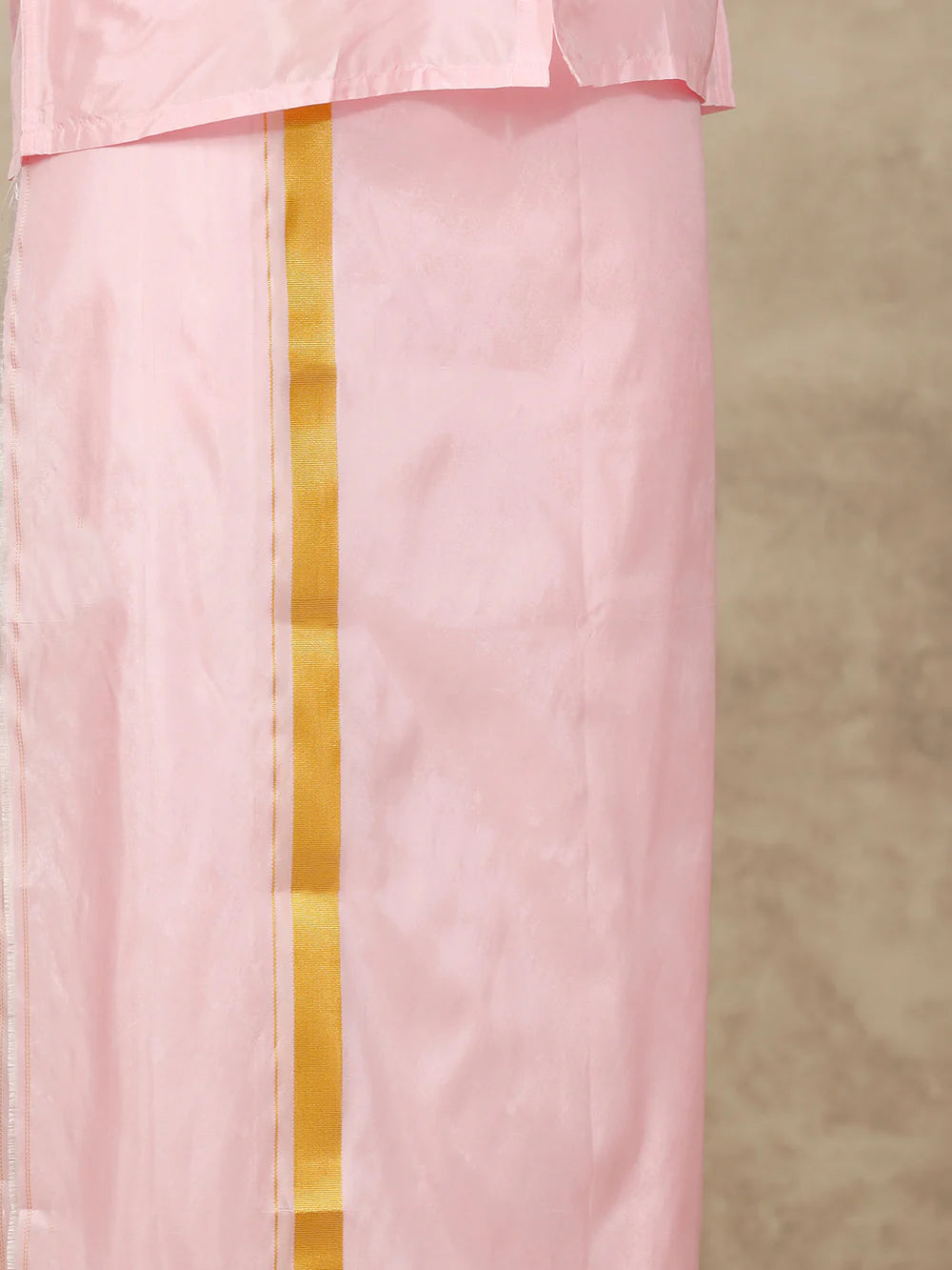 Ramraj Art Silk Pink Shirt with Dhoti & Towel Set