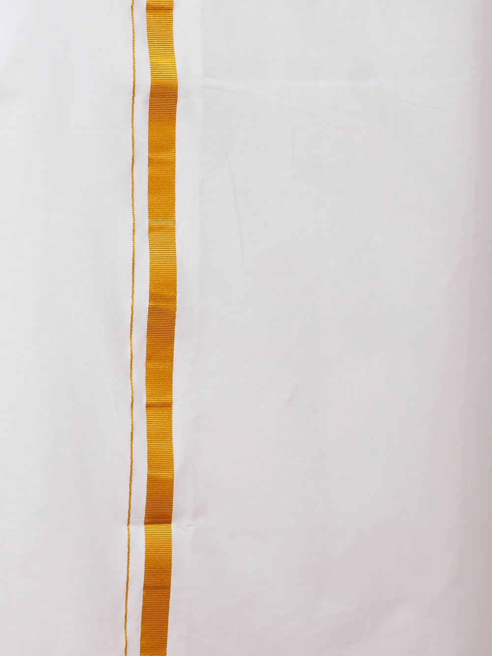 Ramraj Single Layer Cotton Blend Readymade White Dhoti with Gold Jari Border - 248