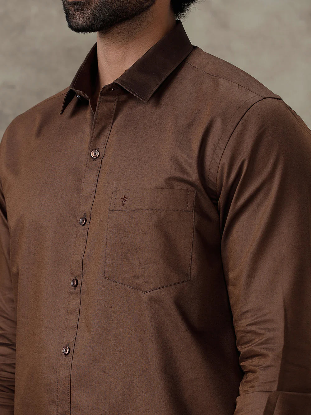 Ramraj Cotton Rich Dark Brown Shirt With Matching Border Dhoti Set Evolution ROX8