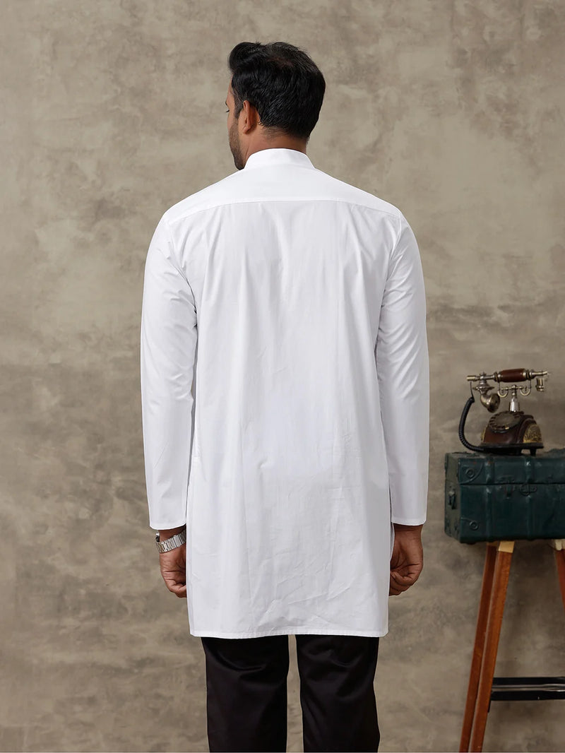 Ramraj Cotton Medium Length Plain Kurta White