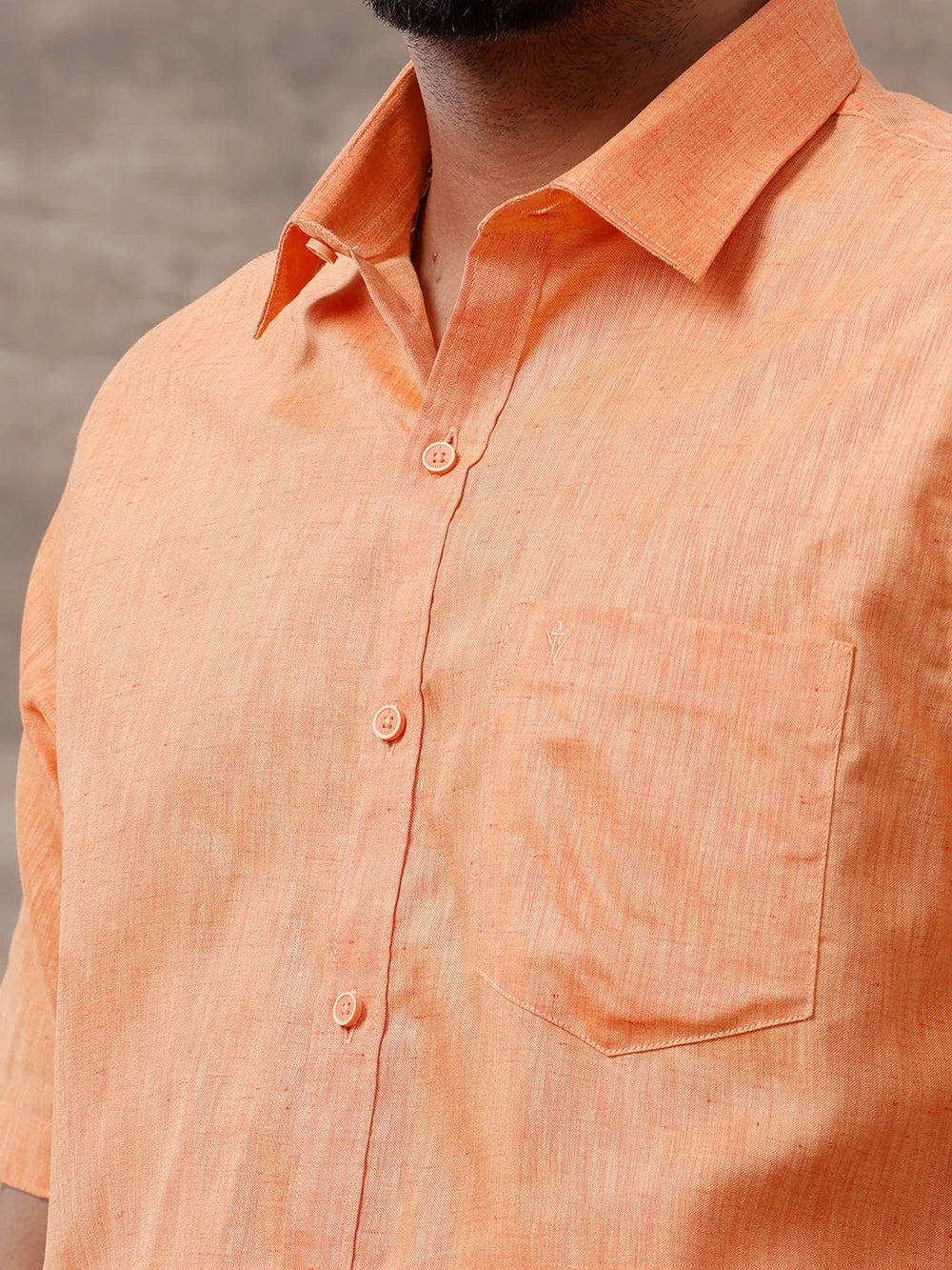 Ramraj Cotton Rich Orange Shirt with Matching Border Dhoti Set C2