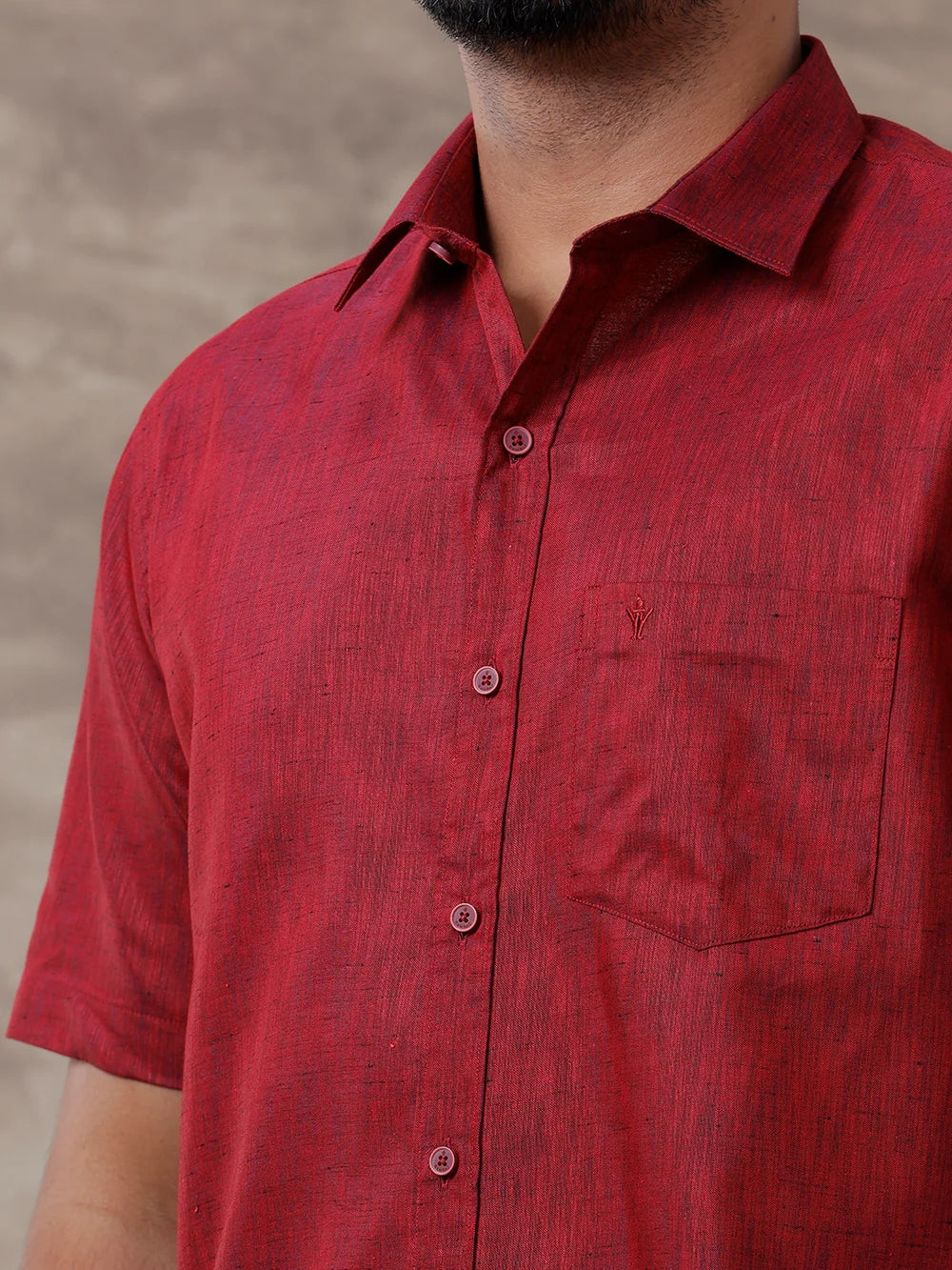 Ramraj Cotton Rich Maroon Shirt with Matching Border Dhoti Set C81