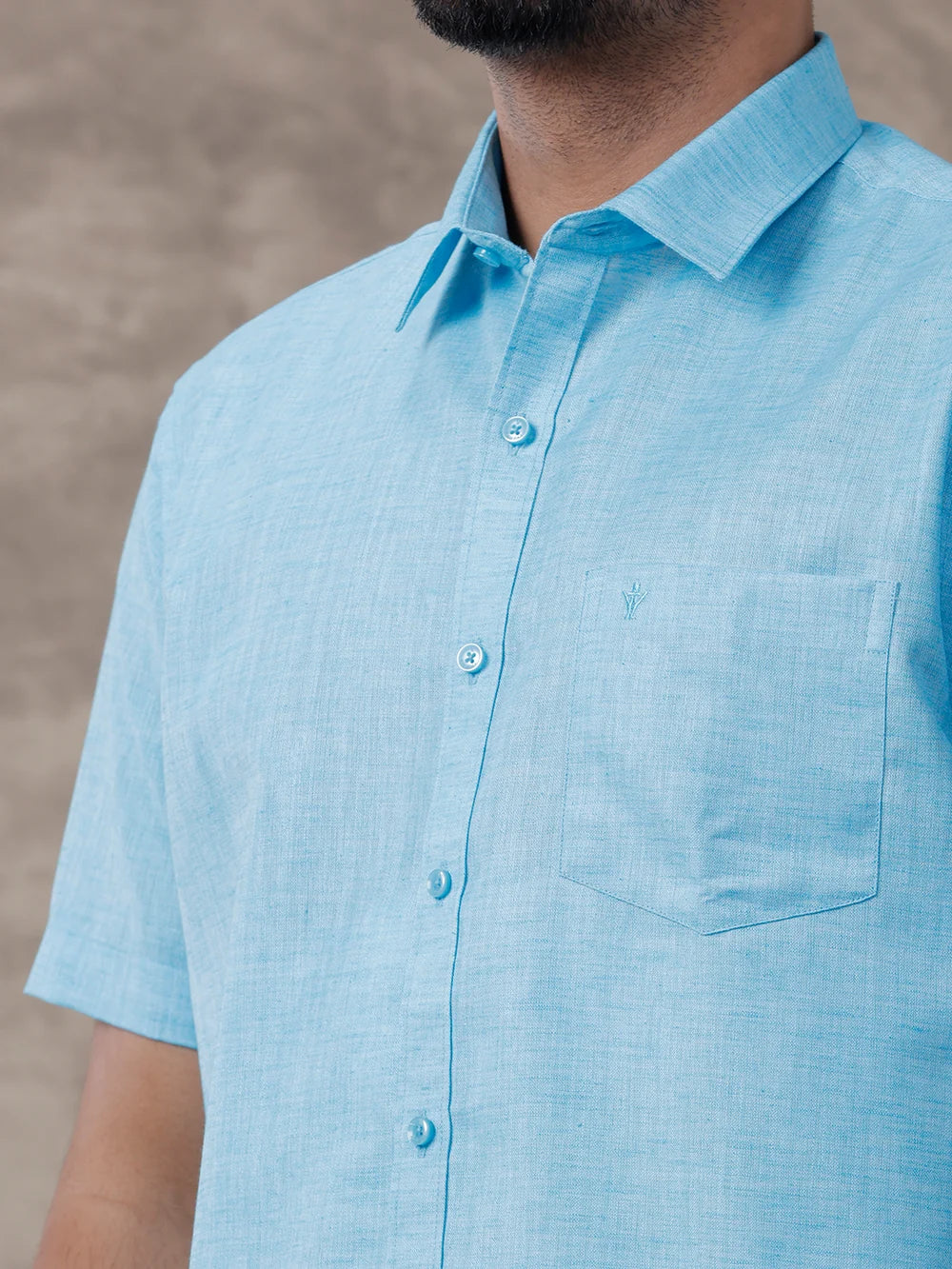 Ramraj Cotton Rich Blue Shirt with Matching Border Dhoti Set C11