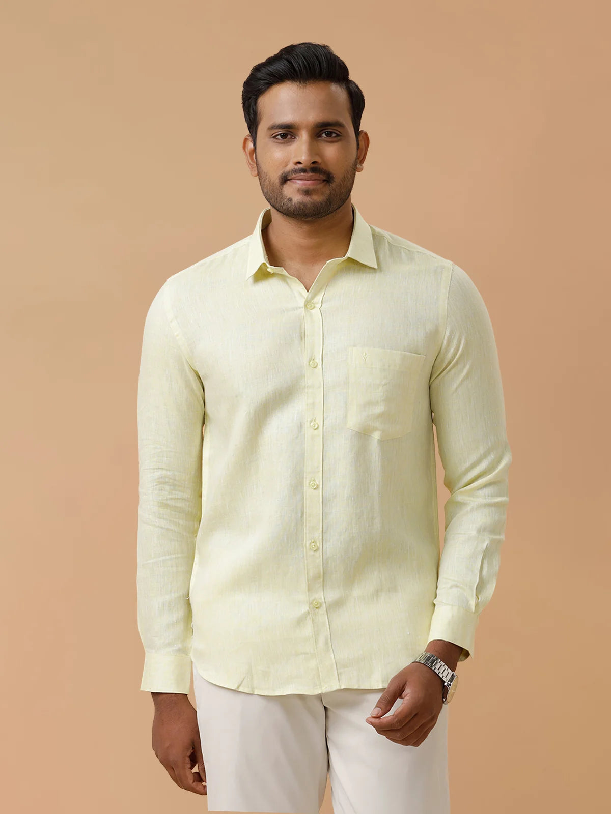 Ramraj Pure Linen Tidel Green Smart Fit Shirt L86
