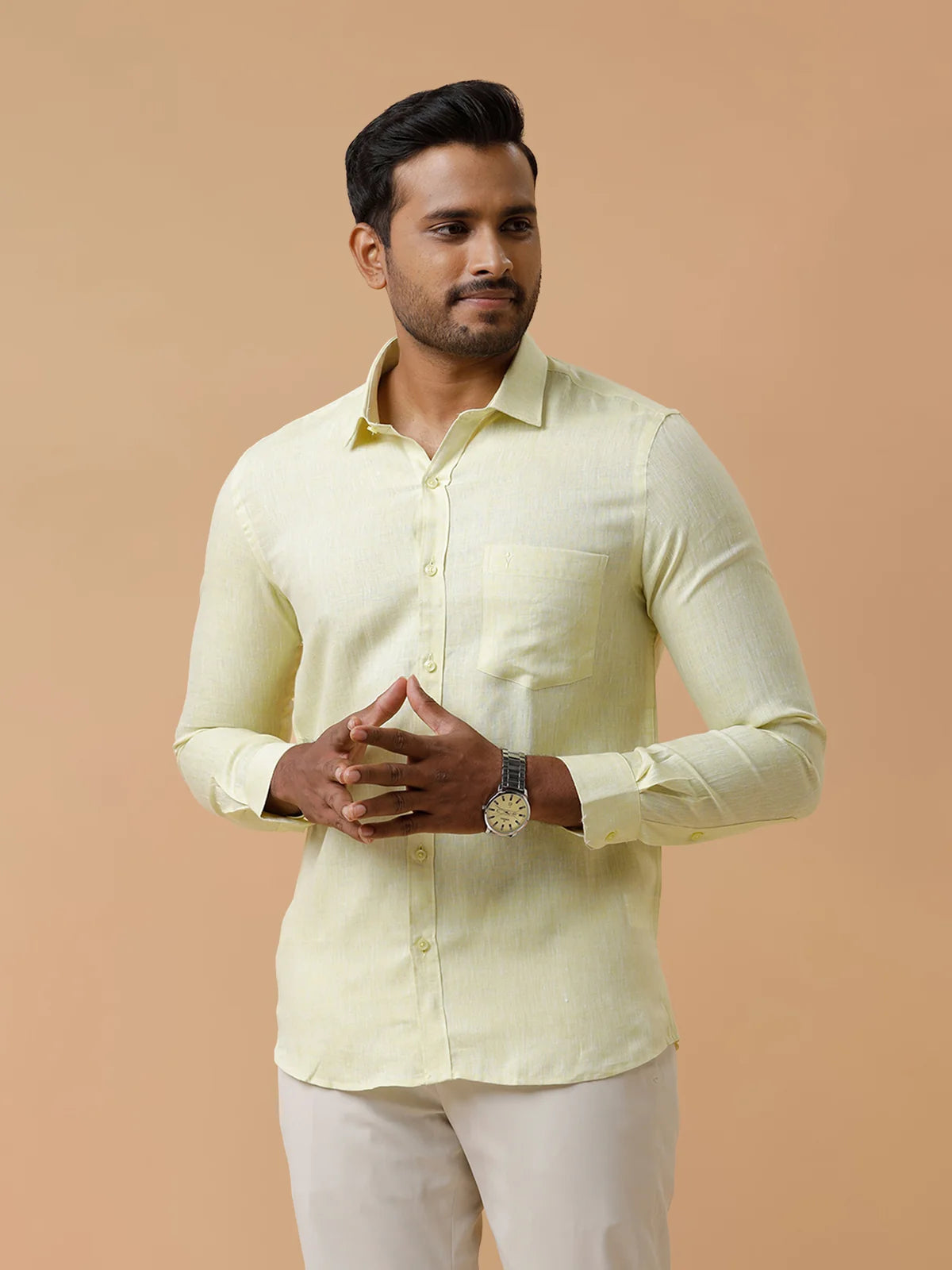 Ramraj Pure Linen Tidel Green Smart Fit Shirt L86