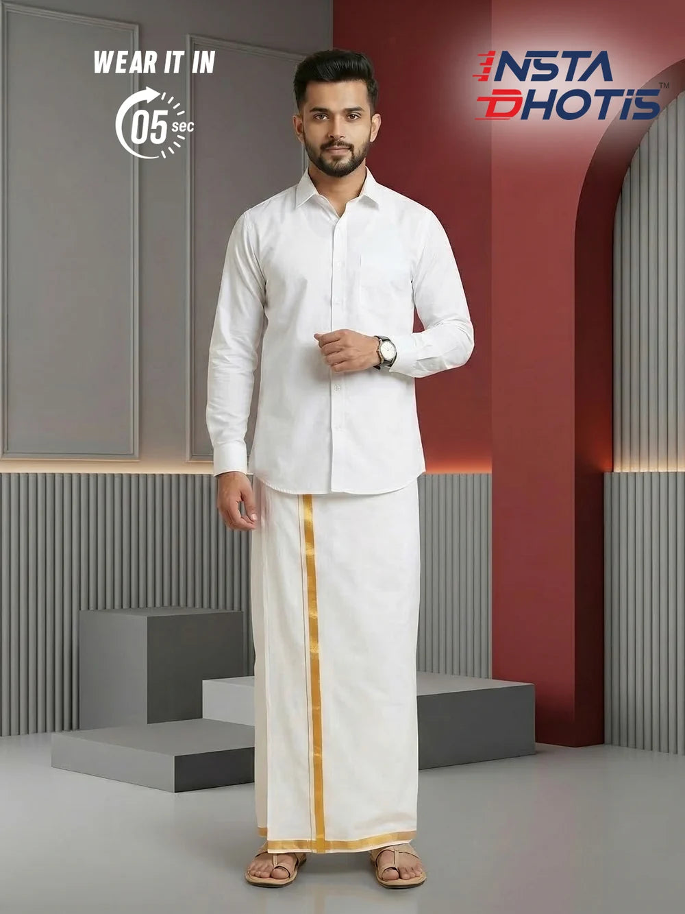 Ramraj Genxt Insta Dhoti for Men | Ready-to-Wear Dhoti in 5 Seconds