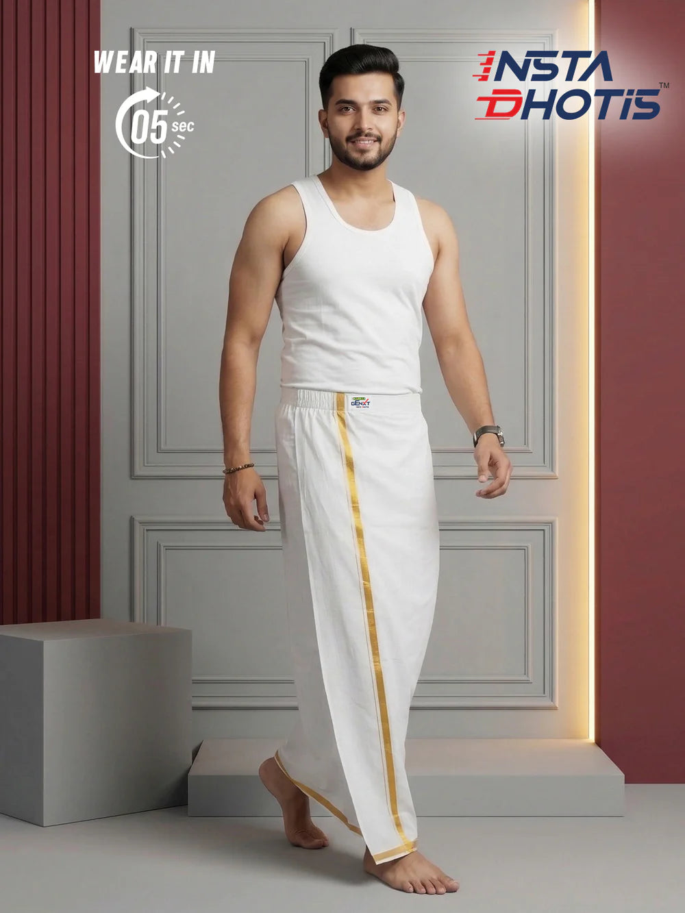 Ramraj Genxt Insta Dhoti for Men | Ready-to-Wear Dhoti in 5 Seconds