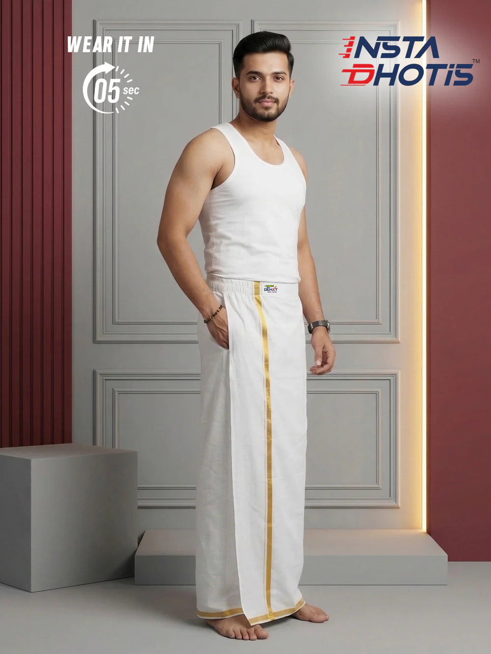 Ramraj Genxt Insta Dhoti for Men | Ready-to-Wear Dhoti in 5 Seconds