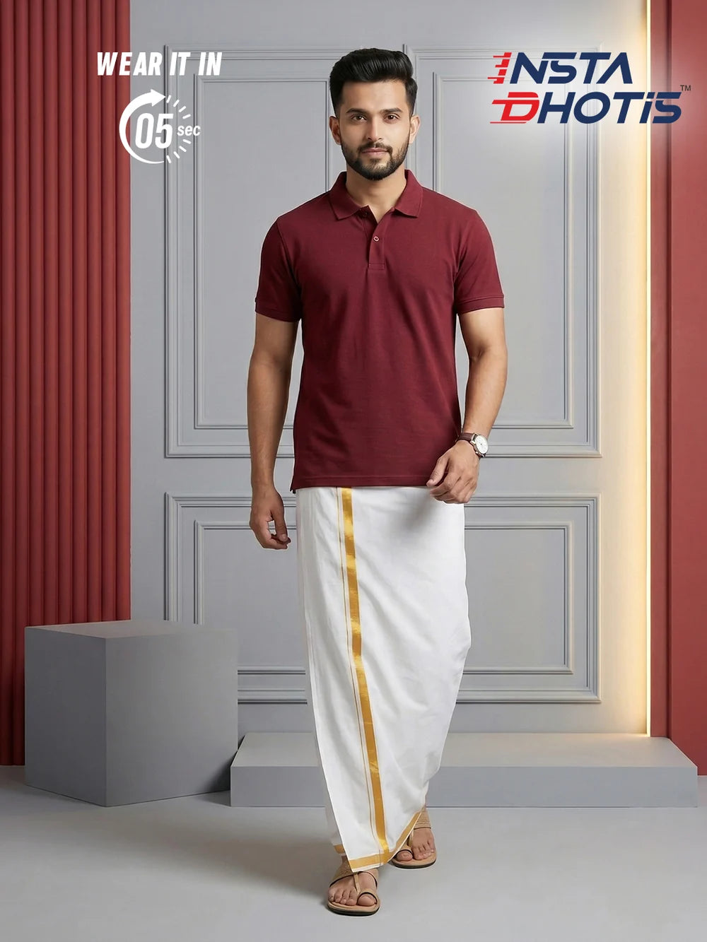 Ramraj Genxt Insta Dhoti for Men | Ready-to-Wear Dhoti in 5 Seconds