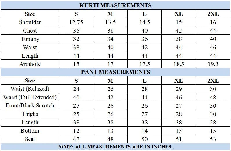 Size chart