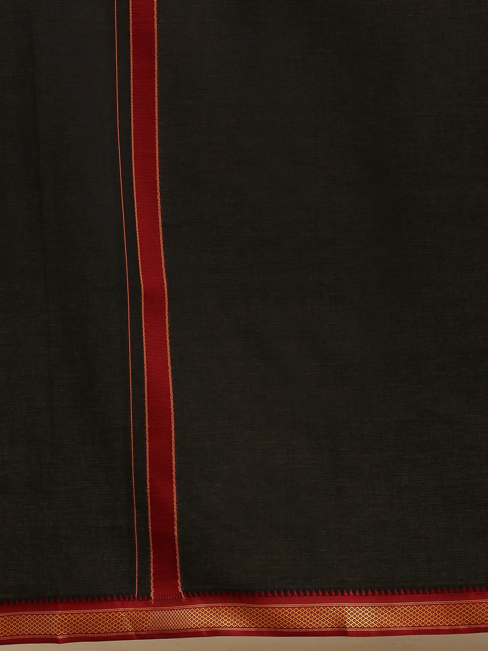 Ramraj Single Layer 100% Cotton Black Dhoti with Mayilkhan Border - Brindhavan