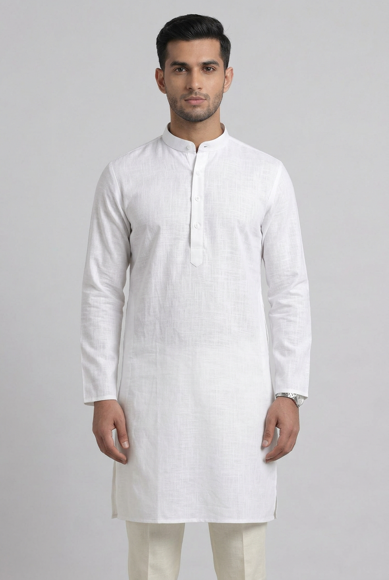 Ramraj Linen Cotton Full Length WHITE LC M17