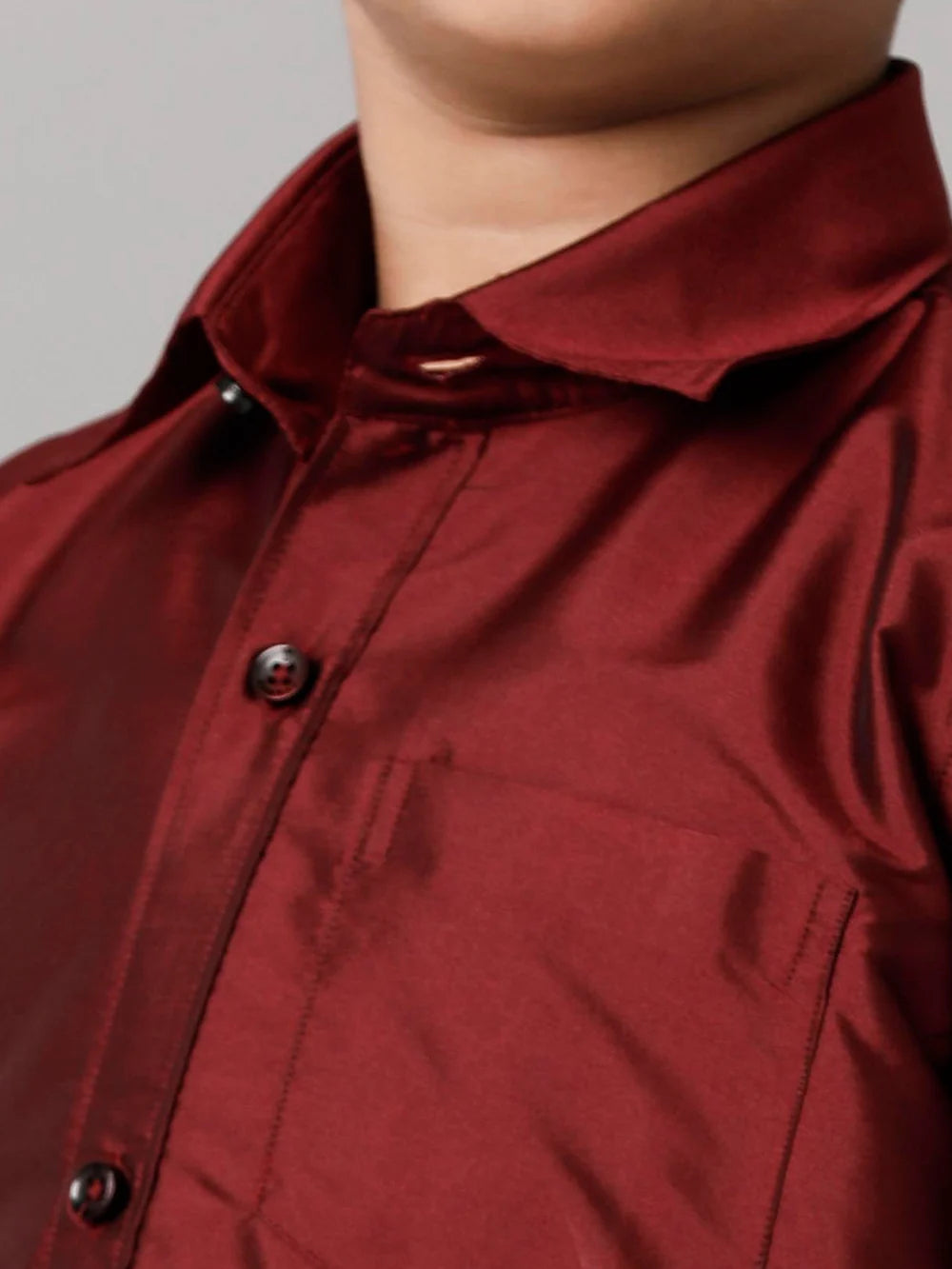 Ramraj Boys Maroon Half Sleeves Shirt with White Dhoti Combo K7