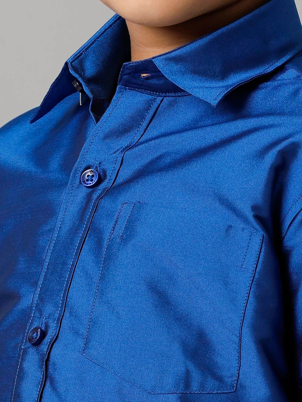 Ramraj Boys Blue Half Sleeves Shirt with White Dhoti Combo K5