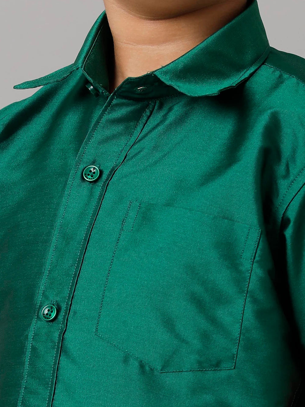 Ramraj Boys Green Half Sleeves Shirt with White Dhoti Combo K9