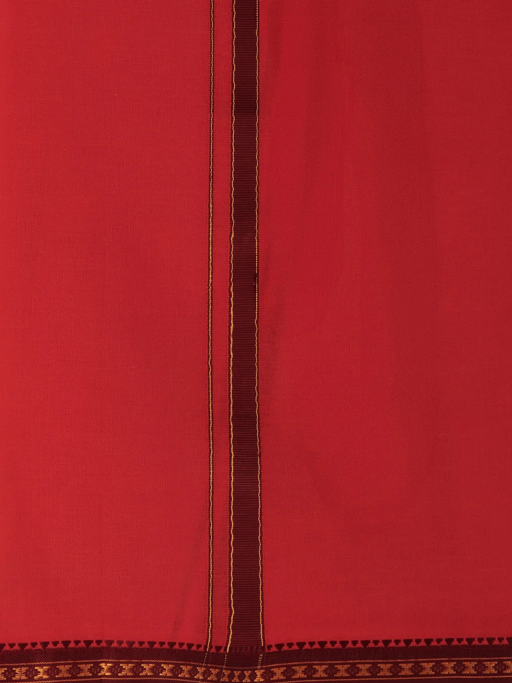 Ramraj Single Layer 100% Cotton Red 4 Way Dhoti with Mayilkhan Border - Slokam
